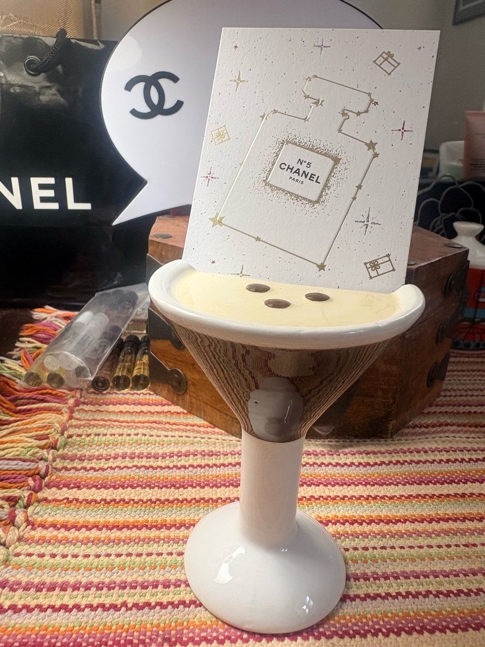 CHANEL No 5 Blank Card + Espresso Martini Ceramic Holder NWOT